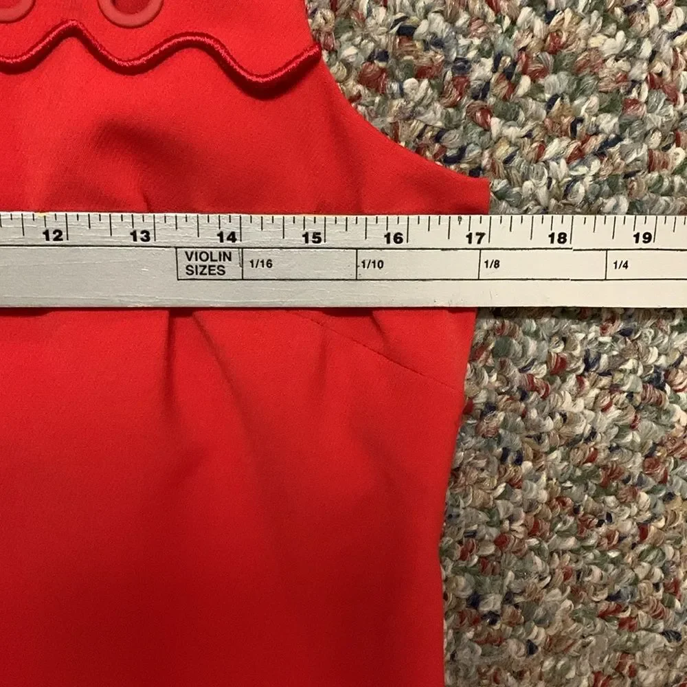 J. Crew Women's Red Scalloped Grommet Detail Sleeveless Short Dress Size 6